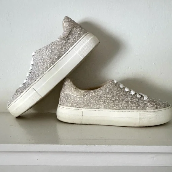 Betsey Johnson Women’s Sidney Laceup Platform Pearl-Embellished Sneaker - Picture 7 of 10